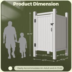 EROMMY 80.75"H x 45.75"W x 45.75"L White PVC Outdoor Shower Enclosure with Door, Weatherproof Privacy Stall for Pool & Beach, Durable Vinyl Construction（Flat-panel）