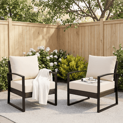 EROMMY Patio Furniture Cushions Set of 2 with Handle and Ties, Waterproof Fade-Resistant Outdoor Couch Cushions, Chair Pads for Dining Chairs, Beige