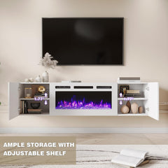 white fireplace tv stand