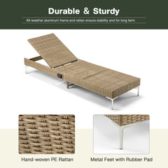 EROMMY 2PCs Patio Chaise Lounge Chair with Thickened Cushion, Beige