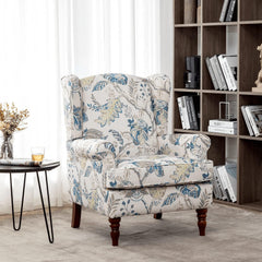 EROMMY Fabric Accent Chair, Modern Upholstered Armchair with Solid Leg, Leisure Single Sofa Chair, Floral Print