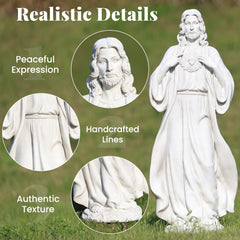 EROMMY 24.8'' Sacred Heart of Jesus Statue Hand-Painted Catholic Jesus Christ Figurine for Garden, Outdoor Yard, Patio, Lawn, Hallway, Religious Gift
