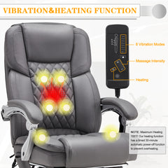 EROMMY Executive Office Chair, Ergonomic Desk Chair Big and Tall Massage and Heated, Gray