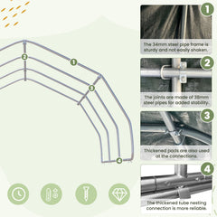 EROMMY 12'x12' Heavy Duty Round Style Canopy With Shade Shed Kit for Livestock, Gray