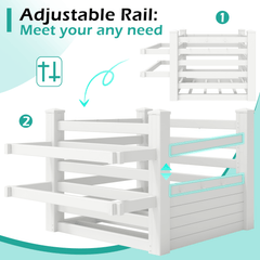 EROMMY 64" W x 46" L x 38" H Pool Storage Organizer with Hooks, Waterproof Float Storage Bin, White