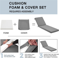 EROMMY Outdoor Lounge Chair Cushion Replacement Set of 2, Grey-Erommy