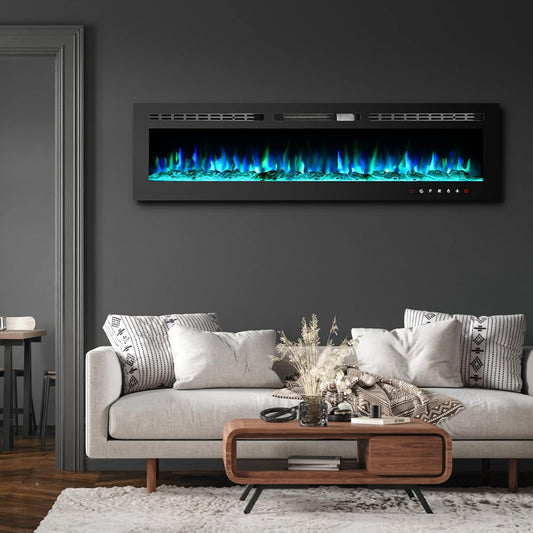 EROMMY 70 Inch Wall Hanging Electric Fireplace with Insert LED Light