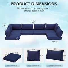Outdoor Replacement Cushions for 6-Seat Patio Conversation Sets, Dark Blue | erommy