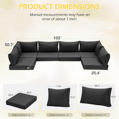Outdoor Replacement Cushions for 6-Seat Patio Conversation Sets, Black | erommy