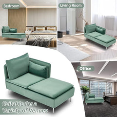 EROMMY Modern Design Convertible Sectional Sofa Couch with Modern Velvet Fabric and Metal Feet, Green