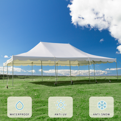 EROMMY 20x30ft Pole Party Tent with Sidewalls, 2 Doors, Carry Bags, PVC Fire Retardant, Large Tents for Parties, Events, Weddings, White