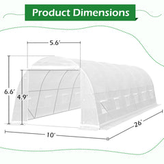 EROMMY 26' x 10' x 6.6' Greenhouse Large Gardening Plant Green House Hot House Portable Walking in Tunnel Tent, White