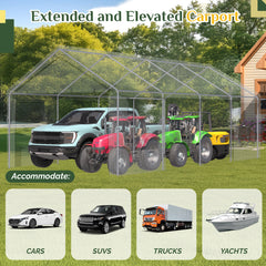 EROMMY 12' x 24' Heavy Duty Carport，Portable Garage with UV Protection & Steel Frame, Car Port with Removable Sidewalls, All-Season Car Canopy for Tractor, Truck, Boat, White