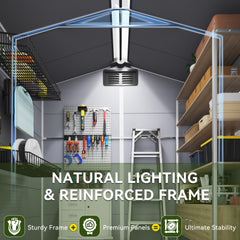 6x4 FT Outdoor Storage Shed, Weather-Resistant Shed with Lockable Double Doors & Built-In Floor, Sloped Roof Outdoor Shed for Backyard, Patio & Lawn, Gray