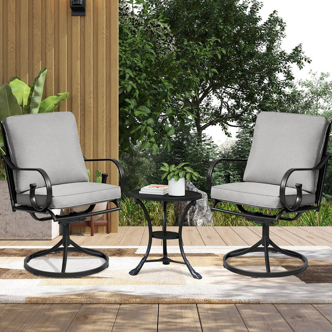 EROMMY Patio Swivel Chair Set of 2, Outdoor Dining Chairs with Cushions, Gray-Erommy