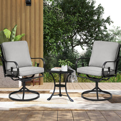 EROMMY Patio Swivel Chair Set of 2, Outdoor Dining Chairs with Cushions, Gray-Erommy