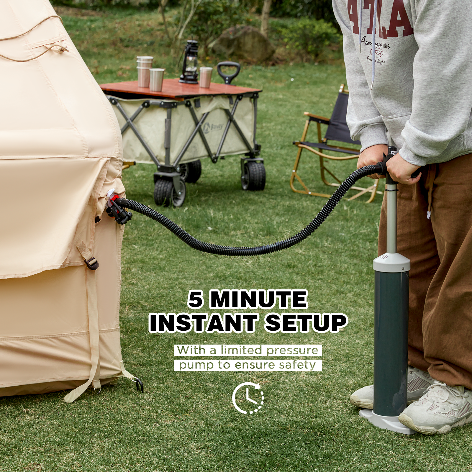 ️⃣ Premium Inflatable Tent with Stove Jack Panda air Medium