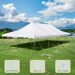 EROMMY 20x40ft Pole Party Tent with Sidewalls, 2 Doors, Carry Bags, PVC Fire Retardant, Large Tents for Parties, Events, Weddings, White