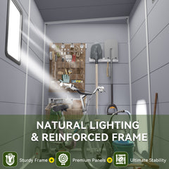 4x5 FT Outdoor Storage Shed, Weather-Resistant Shed with Lockable Double Doors & Built-In Floor, Sloped Roof Outdoor Shed for Backyard, Patio & Lawn, Gray