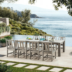 EROMMY 1 Large Table and 4 armless chairs set,Weather Resistant & Easy Maintenance,Perfect For Garden, Outdoor, Grey