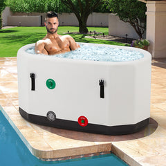 EROMMY 120 Gal Ice Bath, Large Portable Cold Plunge Tub with Cover, Oval Inflatable Bath Tub Suitable for Athletes,for Home and Outdoors, White