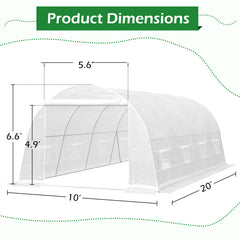 EROMMY 20' x 10' x 7' Greenhouse for Outside Winter Heavy-Duty with Reinforced Frame & 8 Screen Windows, White