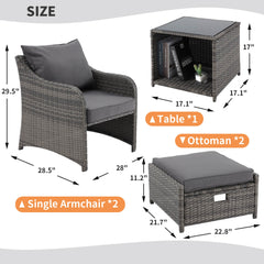 Product dimensions of erommy patio furniture set
