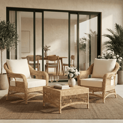 EROMMY Patio Furniture Cushions with Handle and Ties, Waterproof, Fade-resistant Outdoor Couch Cushion, Chair Pads for Dining Chairs, Beige