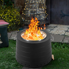 EROMMY Smokeless 19.5 in Patio Fire Pit with Removable Ash Pan, Black
