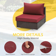 Outdoor Replacement Cushions for 6-Seat Patio Conversation Set, Wine Red | erommy