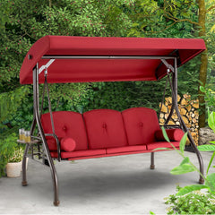 EROMMY 3-Seat Patio Porch Swing with Adjustable Canopy, Wine Red