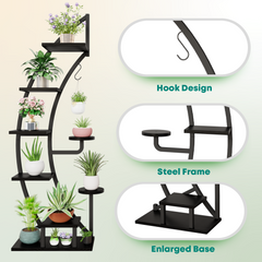 EROMMY 6 Tier 9 Potted Metal Plant Stand for Indoor Plants Multiple, Plant Shelf for Planter Display, 2 Pcs