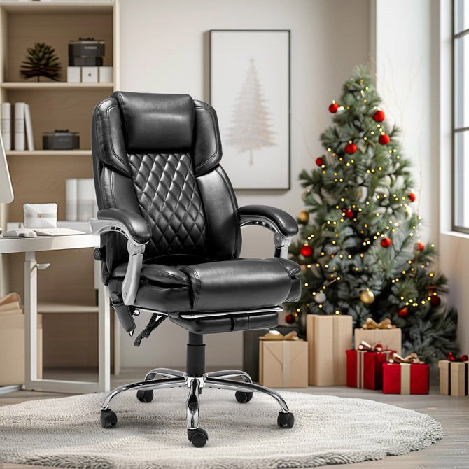 EROMMY Executive Office Chair, Ergonomic Desk Chair Big and Tall Massage and Heated, Black-Erommy