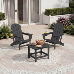 EROMMY 3-Position Adjustable Adirondack Chairs Set of 2, 400LBS HDPE Folding Outdoor Chairs with Cup Holder, Black