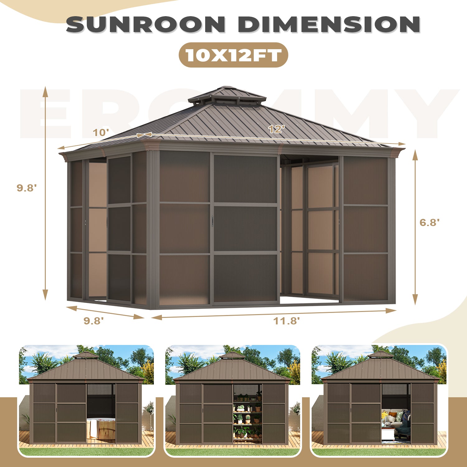 10X12 Sunroom | Versatile Greenhouse Style Addition - EROMMY – Erommy