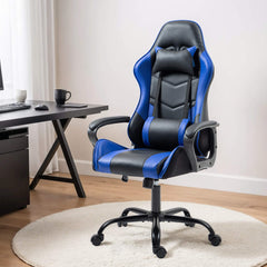 Erommy Gaming Chair, Ergonomic Computer Gamer Chair with Massage Lumbar Support & Rocking High Back, Height Adjustable, Blue