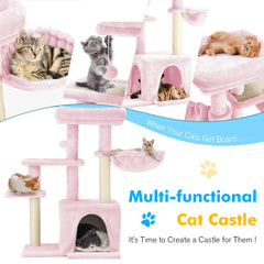 EROMMY 33" Multi-Level Cat Tree Cat Tower for Indoor Cats, Cat Condo with Scratching Post, Pink