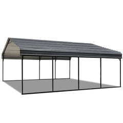 EROMMY 20'x20' Metal Carport, Heavy Duty Carport with Galvanized Steel Roof, Metal Outdoor Carport Canopy for 2 Cars, Truck, Boat and SUV