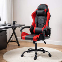 Erommy Gaming Chair, Ergonomic Computer Gamer Chair with Massage Lumbar Support & Rocking High Back, Height Adjustable, Red
