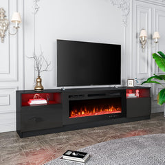 EROMMY 80'' Fireplace TV Stand with 40'' Electric Fireplace, TV Console for TVs up to 90'' for Living Room, Black