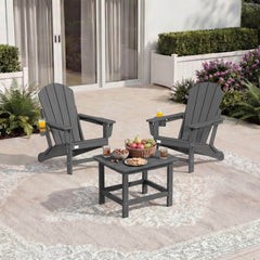 EROMMY 3-Position Adjustable Adirondack Chairs Set of 2, 400LBS HDPE Folding Outdoor Chairs with Cup Holder, Gray