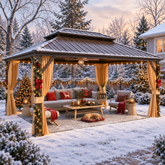 EROMMY 12X16 Hardtop Gazebo with Netting for Outdoor