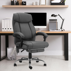 Erommy Executive Heat and Massage Reclining Leather Ergonomic Office Chair Gray