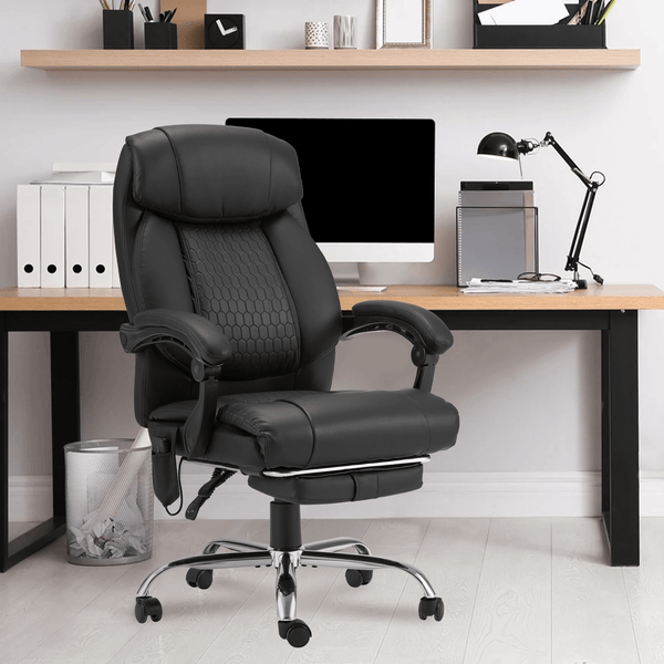 Erommy Executive Heat and Massage Reclining Leather Ergonomic Office Chair Black