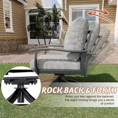 EROMMY Patio Furniture Sets 5 PCS Outdoor Metal Conversation Sets with 2-Seat Sofa, Gray