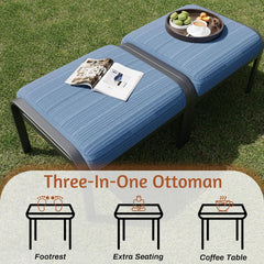 EROMMY Patio Furniture Sets 6 PCS Outdoor Metal Conversation Sets with Ottomans for Garden, Deck and Poolside, Blue