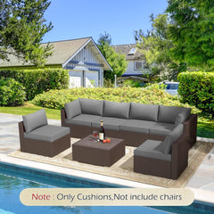 EROMMY Outdoor Replacement Cushions for  6-Seat Patio Furniture Sets, Gray