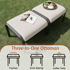 EROMMY Patio Furniture Sets 6 PCS Outdoor Metal Conversation Sets with Ottomans for Garden, Deck and Poolside, Beige