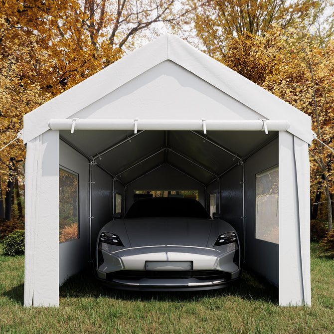 EROMMY Carport, 10' x 20' Heavy Duty Carport with Roll-up Windows