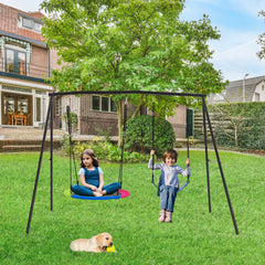 EROMMY Heavy-Duty A-Frame Metal Swing Set, 440lbs Capacity, Includes Saucer & Belt Swings, Outdoor Playground for Kids